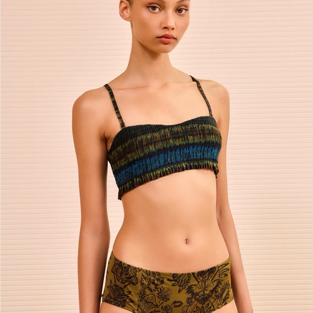 Ulla Johnson Smocked Bandeau Bikini Top - Picture 3 of 5